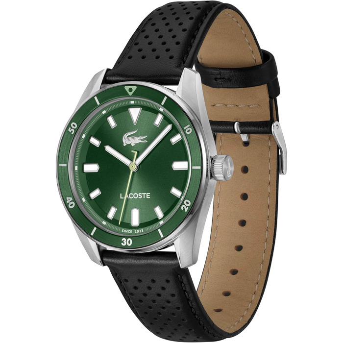 Годинник чоловічий Lacoste Boston з кварцовим механізмом, сталевий/шкіряний браслет (Зелений)