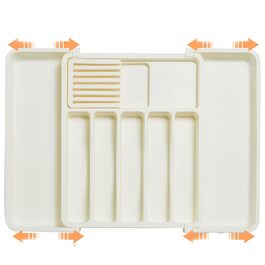 Органайзер для столових приборів ZHUlYIWIN в шухляду, розсувний, з тримачами для ножів, білий пластик