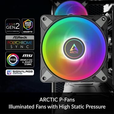 ARCTIC Freezer 36 A-RGB: Кулер для CPU з Push-Pull та RGB підсвічуванням для Intel та AMD, Single-Tower, 2 вентилятори 120 мм, 200–2000 rpm, гідродинамічне підшипник, з термопастою MX-6, Чорний