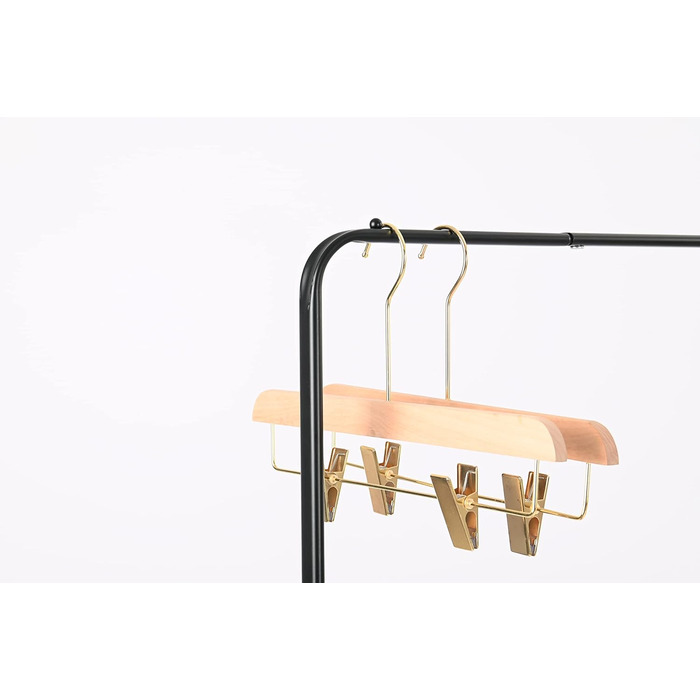 Metal Clothes Rack with 2 Shelves and Clothes Rod on Wheels, Wardrobe Stand for Bedroom, Living Room, Hallway at Home and the Office (White/Black)
