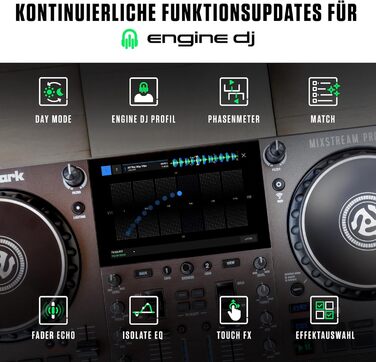 Numark Mixstream Pro Go: Портативний DJ-контролер з акумулятором, мікшер з розділенням STEM, динамік, Wi-Fi, сенсорний екран, сумісний з Serato DJ