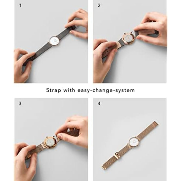 Годинник жіночий Liebeskind Berlin – круглий кварцовий, 34 мм – сітчасте браслет – 5 ATM водостійкий – сучасний та елегантний – у різних кольорах (рожеве золото / чорний)