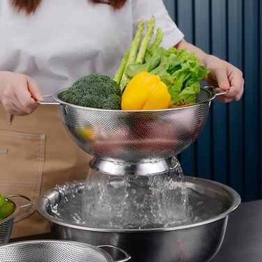 Дуршлаг Edelstahlsieb 25 см з ручкою для миття рису, макаронів та круп з нержавіючої сталі