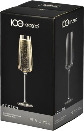 Набір келихів Krosno для білого, рожевого вина та Prosecco, 4 шт, об'єм 650/480 мл, сучасна колекція, ідеально для дому, ресторану та кухні, безпечні для миття в посудомийній машині