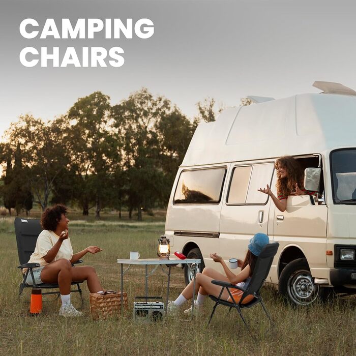 Крісло для кемпінгу Homecall складне, 150 кг, з високою спинкою, для саду, балкону, риболовлі, чорне