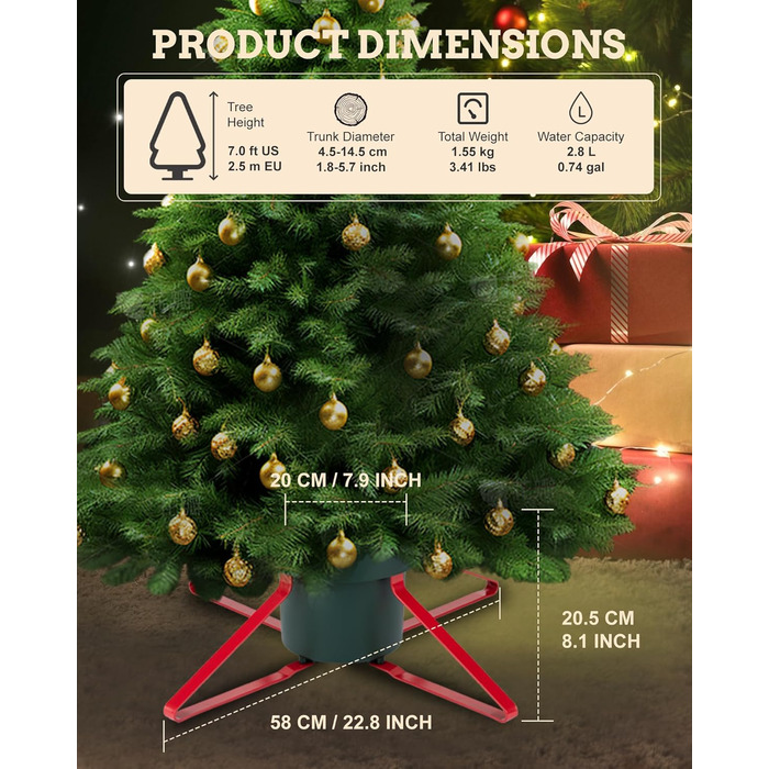 Підставка для ялинки з водою PUDO: міцна, для ялинок до 2,5м, зелений колір