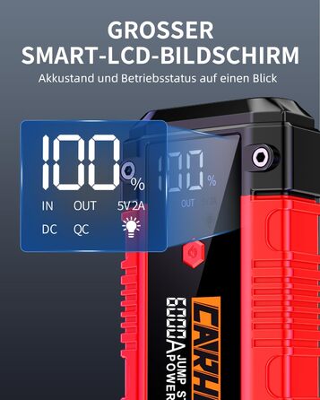 Портативний пусковий блок StarThilfe Powerbank для автомобіля, 6000A, 12V, для бензинових та дизельних двигунів до 10L, з LED ліхтариком