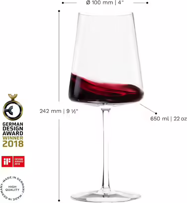 Stölzle Lausitz Bordeaux Glasses Power 6-Piece Set 650 ml – High-quality wine glasses ideal for Bordeaux – Modern Bordeaux bowls made of crystal glass for maximum flavor development – Dishwasher & impact resistant