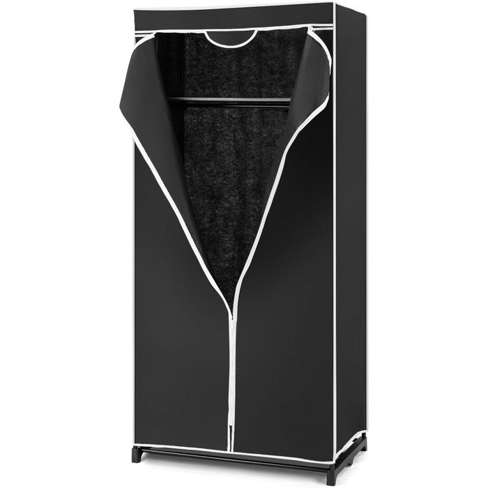RELAX4LIFE Wardrobe with Metal Frame, Fabric Closet with Large Storage Space, Folding Wardrobe with Cover, Textile Closet with Non-Slip Feet, Folding Clothes Closet Fabric Closet (Black)