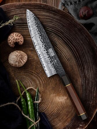 Професійний кухонний ніж HOSHANHO Gyuto з високовуглецевої сталі, надгостре японське шеф-лезо з руків'ям з палісандра