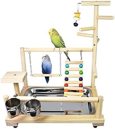 Parrot Playstand, Bird Playground, Parrot Bird Play Area, Parrot Bird Stand Bird Playground for Bird Cages, for Budgies and Cockatiels (37 * 26 * 44CM)