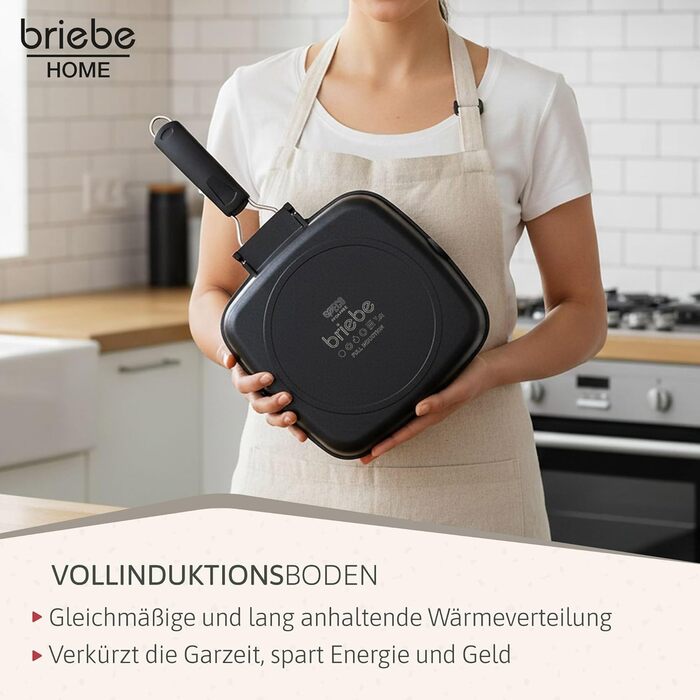 Гриль-сковорода Brieve Black Titanium індукційна, алюмінієва, з антипригарним покриттям, складана, 20x20 см