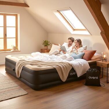 Надувний матрац Avenli для 2 осіб 203x157x47 см з вбудованим насосом - самонадувний матрац для кемпінгу та дому