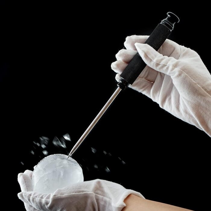 Stainless steel ice pick with safety cover, pick tool for breaking ice, non-slip grip for easy handling (black)