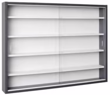 Inter Link - Collector's Display Cases - Hanging Display Case - Wall Shelf - Glass Display Case - Wall Display Case - Hanging Shelf - Showcase - MDF - Gray/White (80x60x9.5 cm) Collecty Gray Gray, White