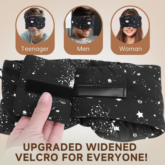 Маска для сну з навушниками Bluetooth V5.4, 3D маска для сну, дихаюча для жінок та чоловіків, бавовняна маска для очей, що миється, з мікрофоном для подорожей/дрімоти/йоги/медитації (Чорний зоряне небо)