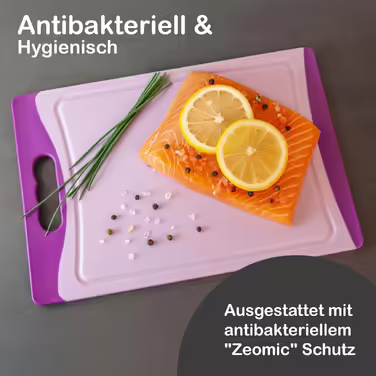 MaxxGoods Cutting Board SET 4-Piece, Colorful, with Juice Groove & Handle - Antibacterial Kitchen Board - Chopping Board, Plastic Board Reversible & Dishwasher Safe - (20x15x0.8 cm)