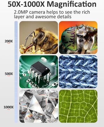 Цифровий мікроскоп AOPICK з LCD екраном, 50X-500X, 4.3 дюйми, 1080P, USB, 8 LED, для дорослих/дітей, сумісний з MacOS Windows (білий)