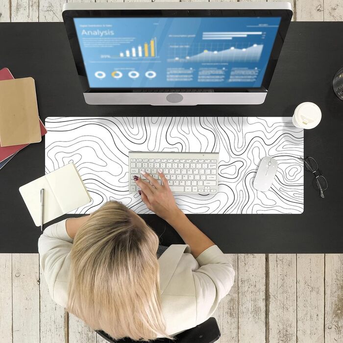 Ігрова мишка Pad Ovenbird з картографічним малюнком, великий XL, 80 x 30 см, чорний