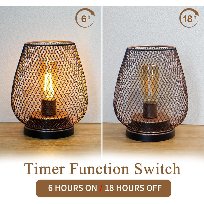 LED Ліхтар JHY DESIGN 2 шт. з металевого каркасу, акумуляторний, бездротовий, 17 см, індустріальний стиль, для дому та саду, декор, вечірка, чорний, з таймером