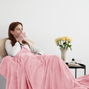 CozyLux пухнаста ковдра для дивана 150x200 см - тепла, м'яка, легка, для 4 сезонів. Ковдра для дивана/ліжка/крісла, флісова ковдра 150x200 см (130x150 см, Рожева)