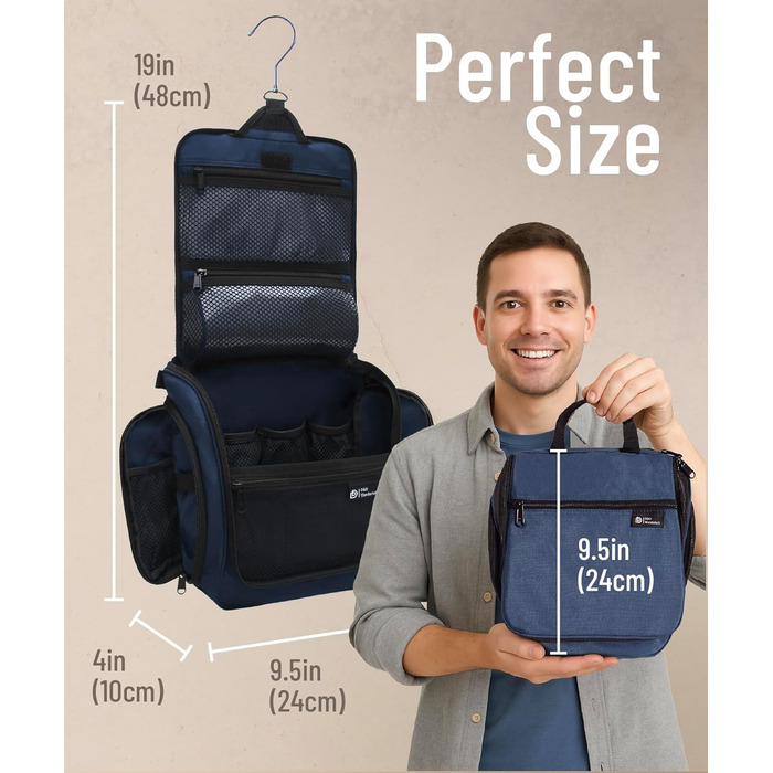 Набір для туалетних аксесуарів D&D – Розкладний органайзер для подорожей з металевим гачком (блакитний)