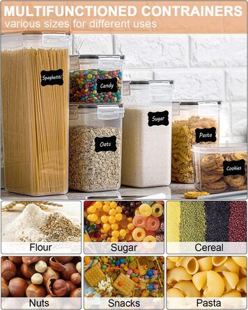 Набір контейнерів для зберігання Heucheey 25 шт. - Органайзер для кухні, контейнери для продуктів з кришкою, набір для зберігання з мірною ложкою, маркувальником, наклейками, щіткою