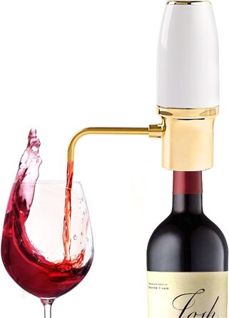 Electric Wine Aerator Pourer, Portable One-Touch Wine Decanter and Wine Dispenser Pump for Red and White Wine Multi-Smart Automatic Wine Oxidation Dispenser, USB Rechargeable (White)