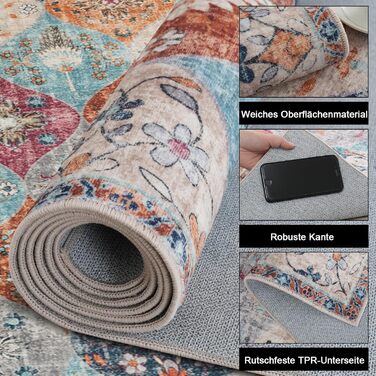 Килим Xfrog Boho з квітами, антиковзкий, праний, м'який, низький ворс, 80x150 см, для вітальні, спальні, дитячої