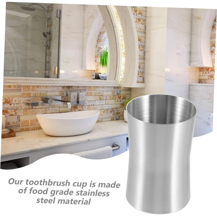 Cabilock Stainless Steel Cup, Brushed Nickel, Bathroom Cup, Toothbrush Holder, Toothbrush Holder, Gray, Toothbrush Holder, Wall Mount, Water Bottle, Toothpaste Holder for Bathroom (2)