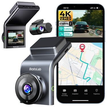 Автомобільний відеореєстратор BOTSLAB G300H Plus 4K UHD + HD 1080P (передній та задній), сенсор STARVIS 2, без карти пам'яті