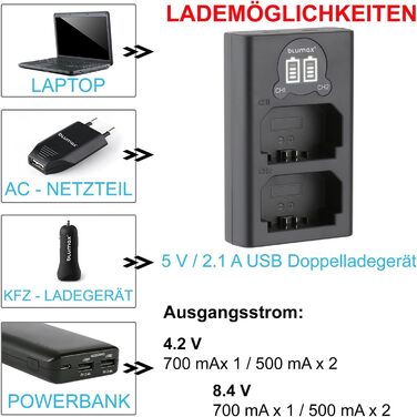 Зарядний пристрій Blumax LCD Dual для акумуляторів Nikon EN-EL15c/b/a – сумісний з Nikon D500, D850, Z7 II, Z6 III, Z5, Zf