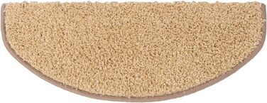 Набір килимків на сходи Floordirekt Barcelona (15 шт.) - міцні, легкі у догляді, бежеві, напівкруглі (65 x 23,5 см)