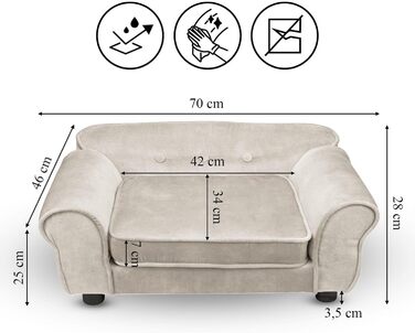 Диван для домашніх тварин MG Design темно-зелений: міцний дерев'яний каркас, м'яке оздоблення, легкий у догляді. Підходить для собак та котів, готовий до використання. Розмір W12 (Ширина – W01)