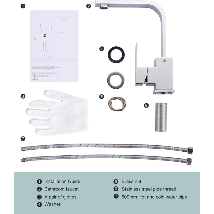 Кран кухонний поворотний 360°, з нержавіючої сталі, для кухні, автодому, ванної кімнати (хром)