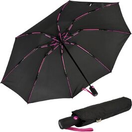 Штормовий парасолька з повною фібергласовою конструкцією, великий (106 см) - з кольоровими спицями (чорний-рожевий)