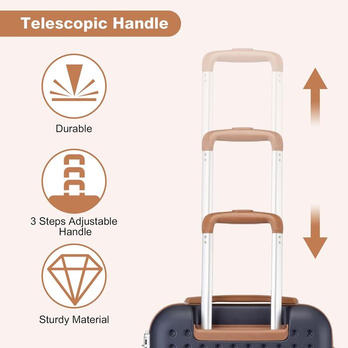 Чохол-валіза KONO з ABS-пластику, 75 x 48 x 29 см, з TSA-замком, білий (синій, 4 шт.)