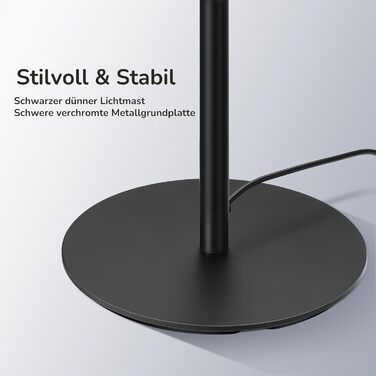 LED торшер EDISHINE для вітальні, спальні, офісу, 146 см, диммування, тепле світло 3000K, чорний (2 шт.)