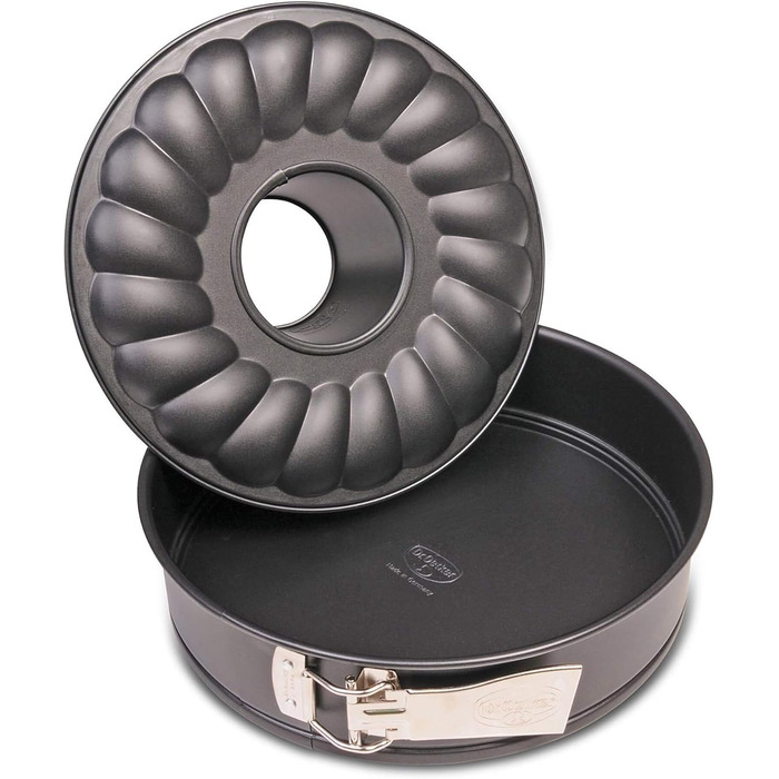 Dr. Oetker Springform with Flat and Tube Bottom, Ø 28 cm, Cake Pan made of Steel with Non-Stick Coating, Baking Pan made of Refined Black Steel, Quantity: 1 piece