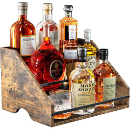Nuovoware Schnapsflaschenregal, Bar Shelf for Schnapps Bottles, 3-Tier Schnapps Cabinet Wine Rack, 12-Bottle Bar Cabinet, Mini Bar Home Retro for Schnaps, Counter Wine Shelves, Bar Display, Wood
