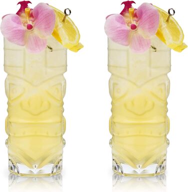 Viski Pacific Crystal Cocktail Glasses Set - 2 Premium Tiki Glasses, 400ml
