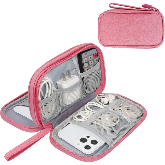 Органайзер для кабелів Simpolor: рожева сумка-чохол для зберігання кабелів, USB-накопичувачів, Power Bank та аксесуарів