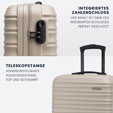 Чемодан на колесах Wittchen Groove Line L, великий, з ABS-пластику, з кодовим замком, 4 колеса, чорний (набір 3шт.)