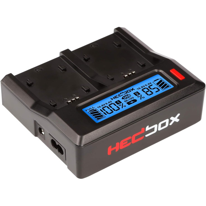 Зарядний пристрій HEDBOX 2-портовий з LCD-дисплеєм для акумуляторів Sony NP-F550, F770, F970 та Hedbox RP-NPF550, NPF770, NPF970, NPF1000