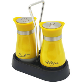 Набір солі та перцю (2 шт) з підставкою: скло та нержавіюча сталь. Підходить для кемпінгу, кухні.