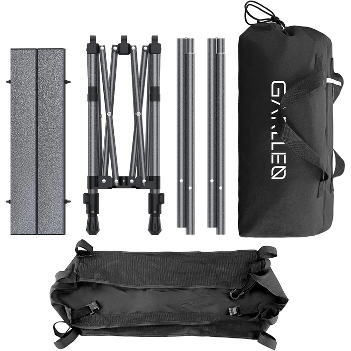 Складаний туристичний стіл Garllen 82x40 см, 2 рівня висоти (44/70 см), з розкатною стільницею, сталевий, для пікніка, грилю, саду, з сумкою