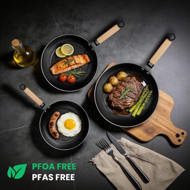 Чавунна сковорода YUTANN для індукції, газу та електроплит (20/24/28 см). Без PFOA/PFAS. З антипригарним покриттям