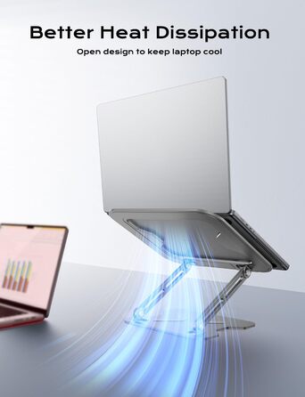 Adjustable Laptop Stand for Desk - Portable Aluminum Laptop Riser - Fits HP 10-16 Inch Laptops (Silver)
