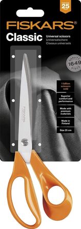 Ножиці для тканини Fiskars 25 см для правші, нержавіюча сталь, помаранчеві, багатофункціональні ножиці з роз’ємними лезами, з чохлом, 23 см, чорні/помаранчеві