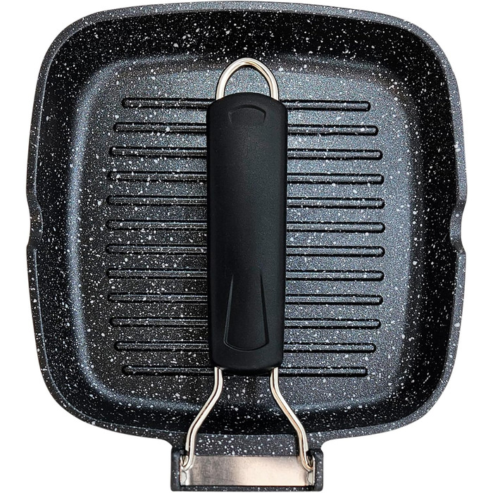 Гриль-сковорода Brieve Black Titanium індукційна, алюмінієва, з антипригарним покриттям, складана, 20x20 см